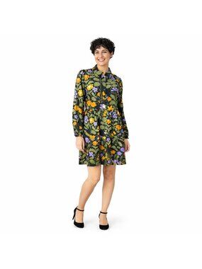 New Princess Highway 6 Floral Print Button Dress Black Orange Purple Cotton